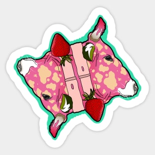 Strawberry Cow playing card style Sticker